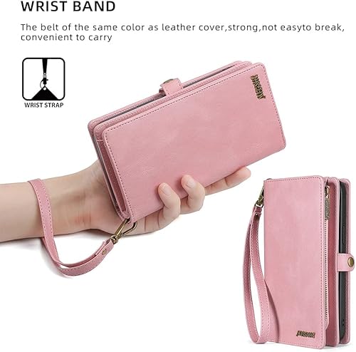 Miniatura 7 de Asuwish Funda de teléfono para Samsung Galaxy S22 Plus S22+ 5G con cremallera, funda desmontable con protector de pantalla y tarjetero de cuero,