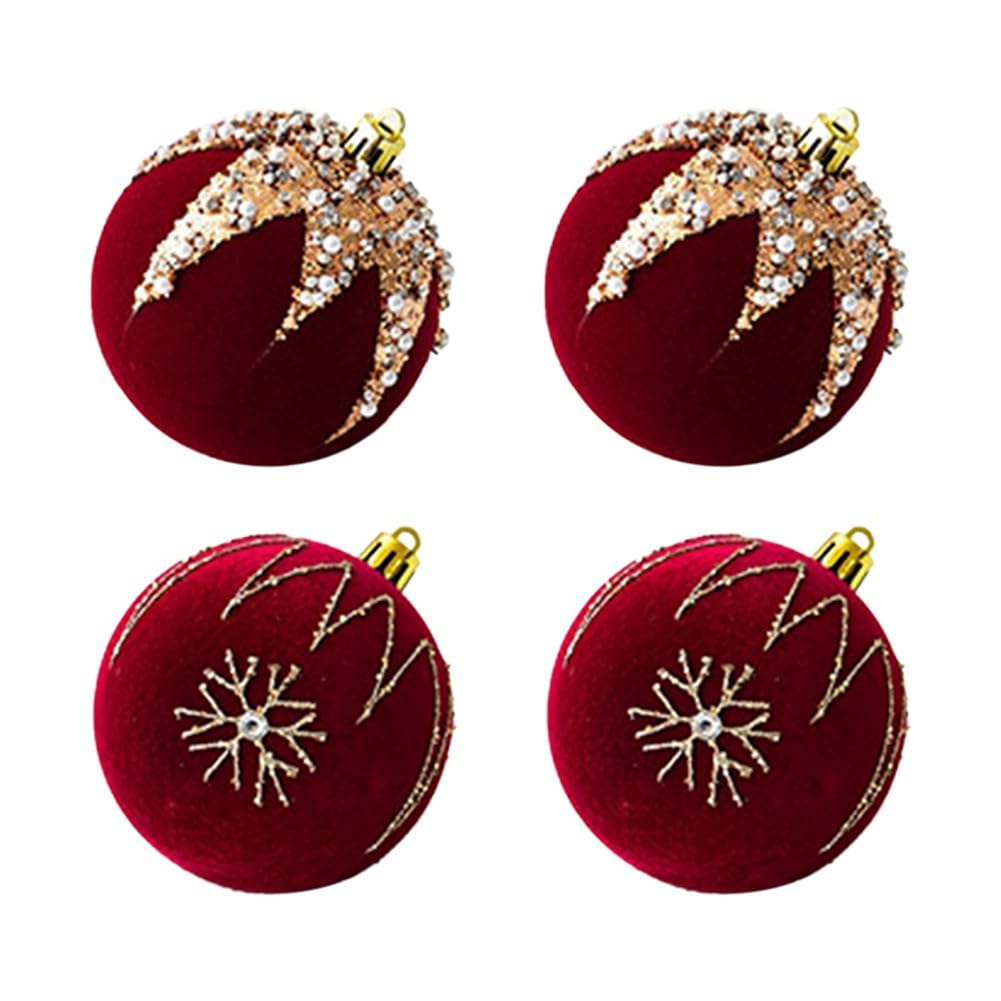 CTRLZS Christmas Balls Ornaments Wine Red Flocking Christmas Tree Decoration New Year Christmas Spheres C