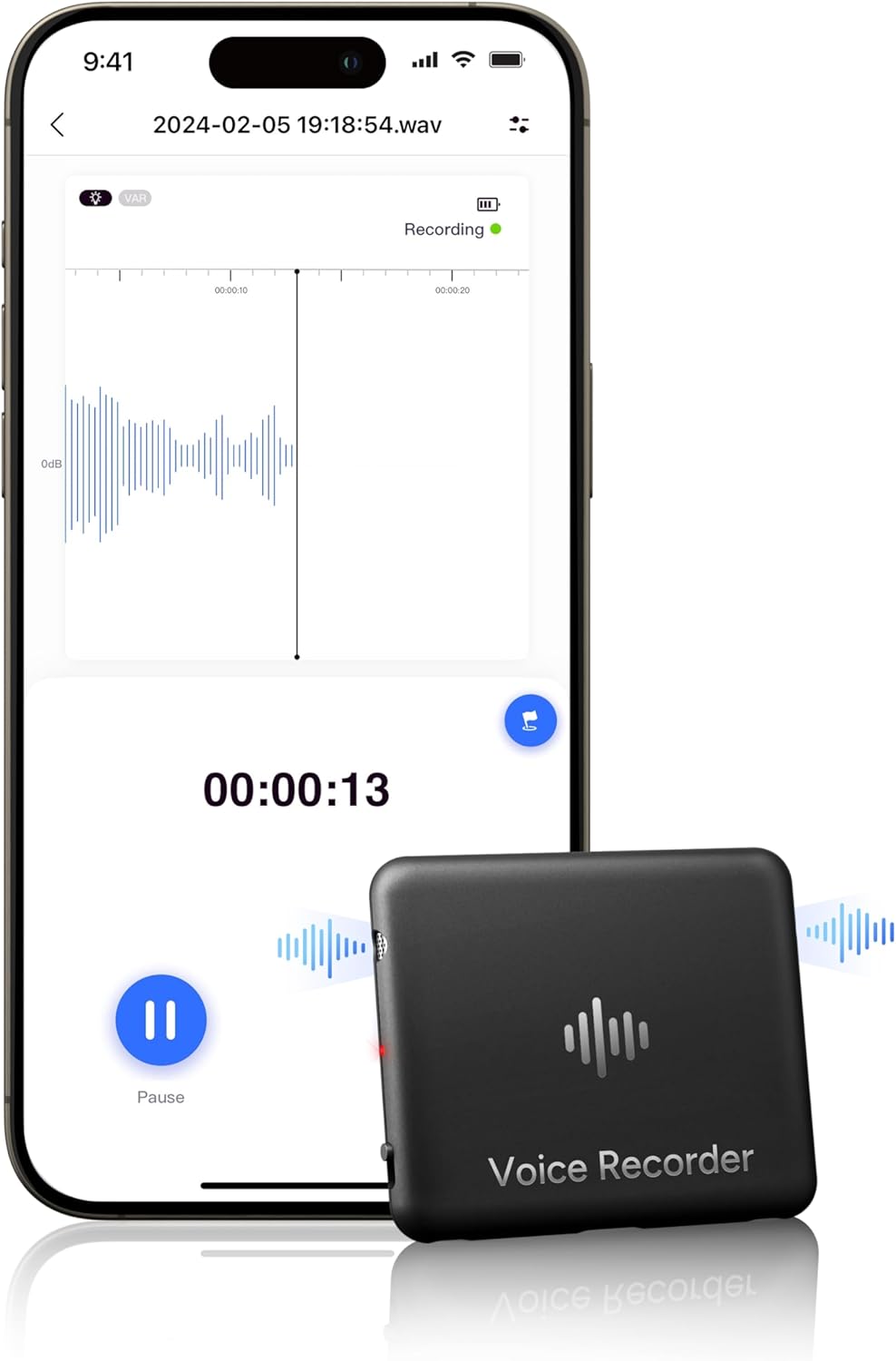 Smart Voice Recorder, iZYREC Voice Activated Recorder with Phone App, 30 Hours Continuous