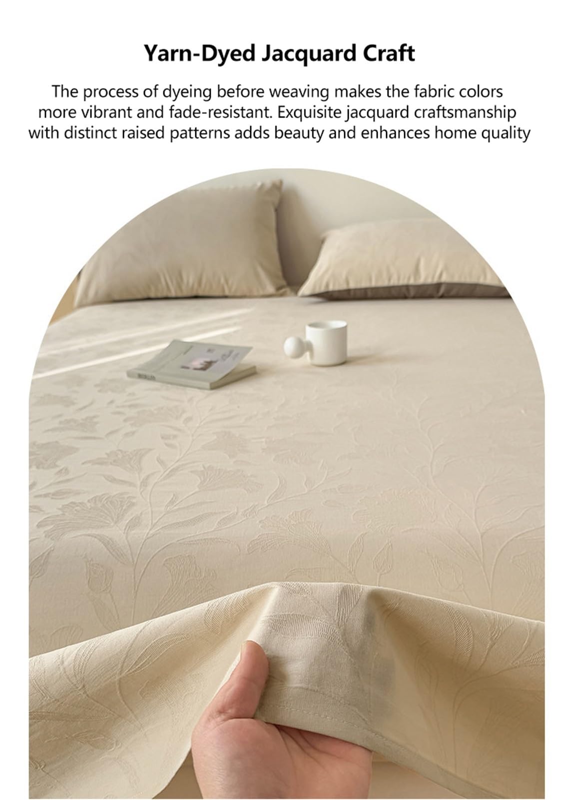 Bettlaken Betttuch Laken Ohne Gummizug aus 100% Baumwolle 120/160/200/250x230cm Doppelbett Jacquard, maschinenwaschbar, atmungsaktiv Flaches Laken(Khaki H,200x230cm)