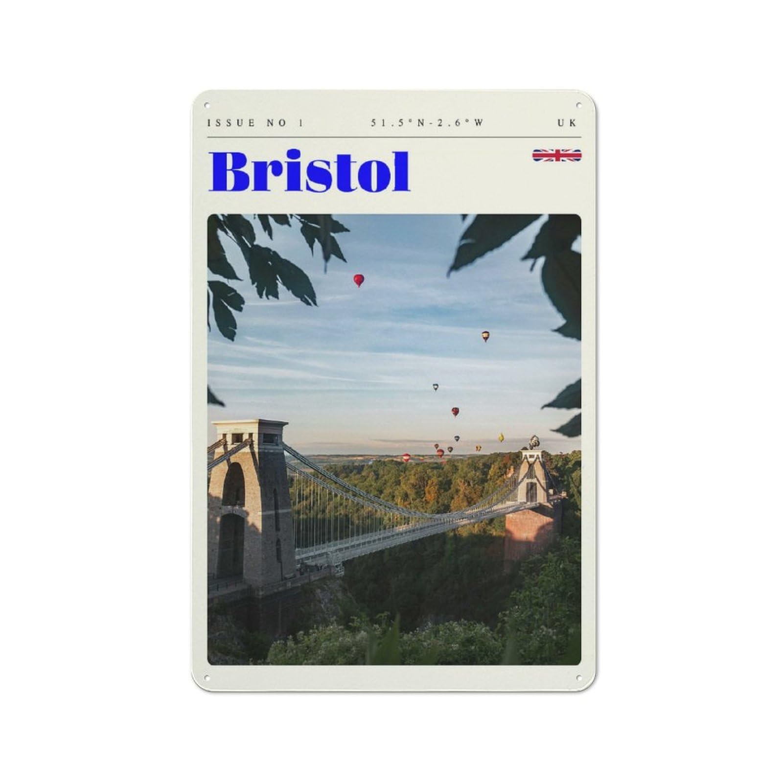 Junmoney Style-23 Bristol England Travel Art Decorative Tin Plaque 30X20cm, Decorative Novelty Wall Art For Hallway, Home Bar, Garage Or Study