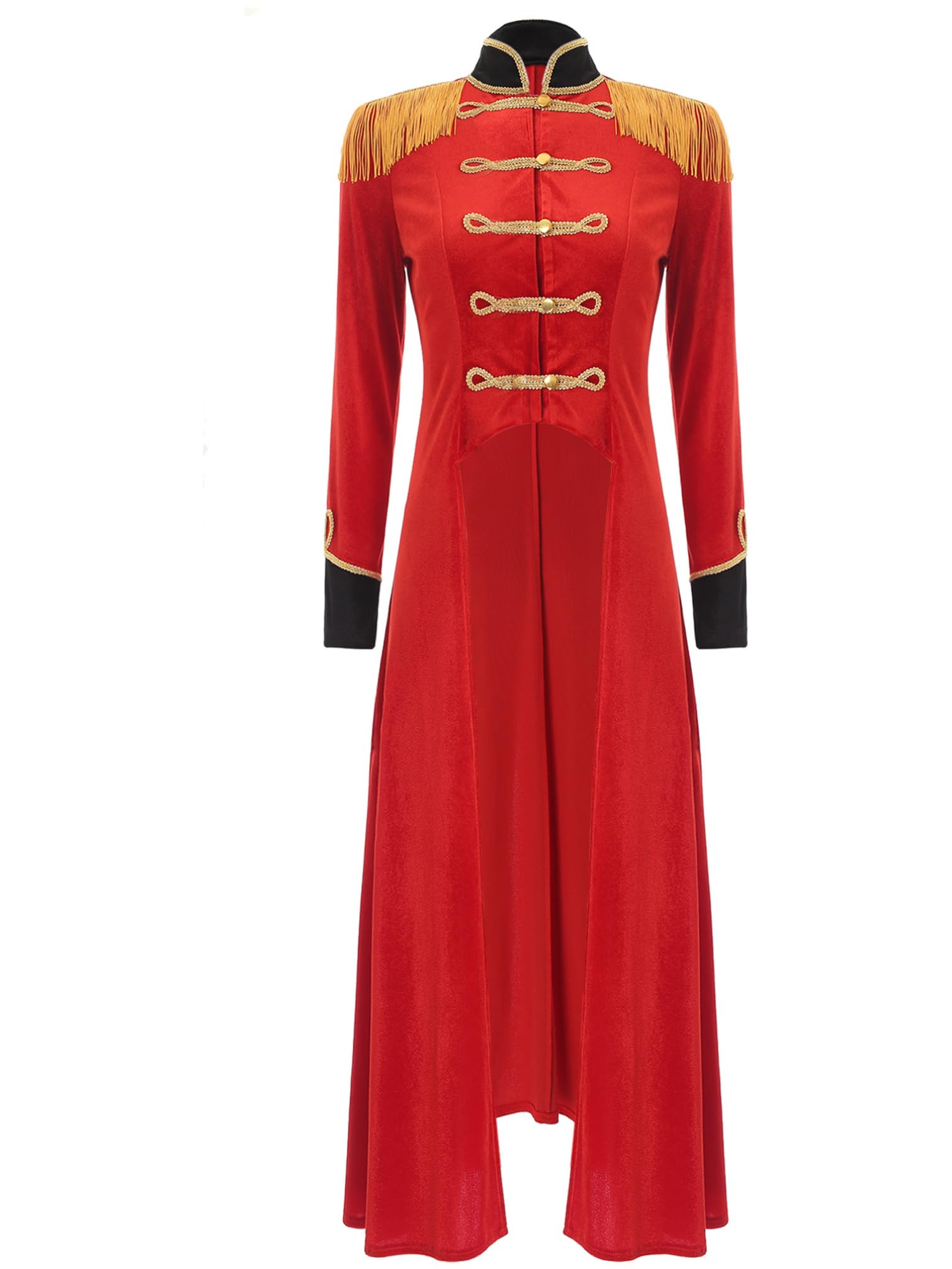 YiZYiF Costume Domatrice Circo Giacca da Circo da Donna Lungo Velluto Tailcoat Blazer Cappotto Smoking Costume Cosplay Festa di Halloween