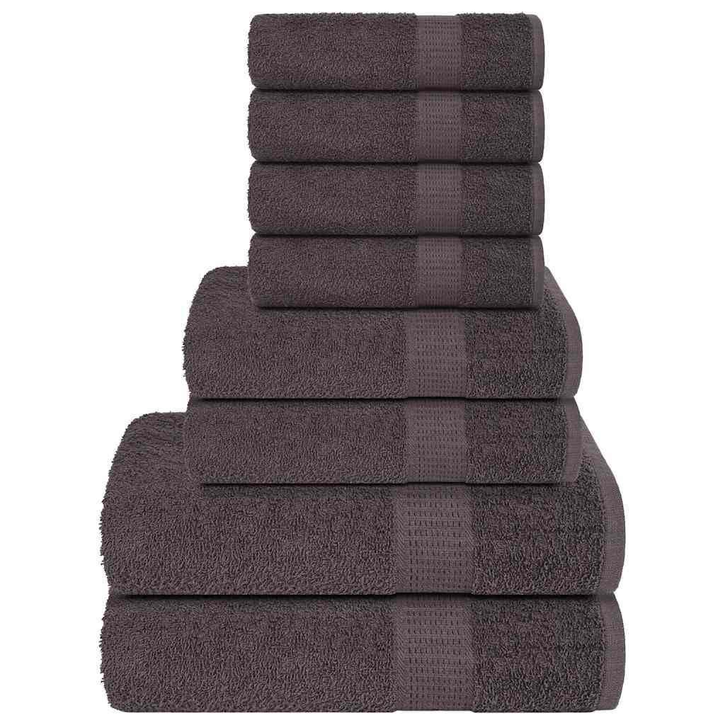 Set di 8 asciugamani in spugna di cotone, antracite, 360 g/m²