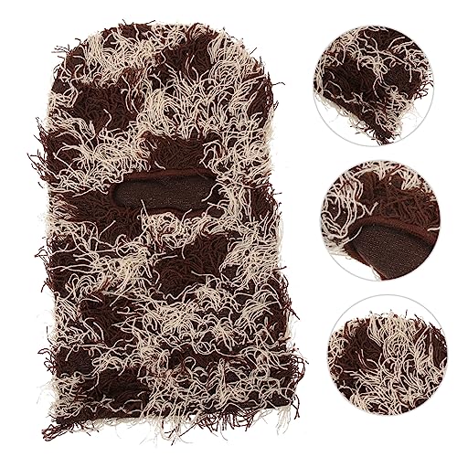 Máscara de esquí de tejido camuflado con pelo para hombre y mujer, protector facial completo, resistente al viento, ropa exterior miniatura 3