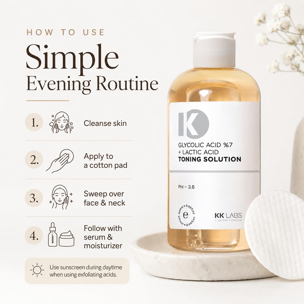 KK Labs Facial Toning Solution 250ml - Daily Face Toner That Refreshes, Rebalances and Preps Skin After Cleansing for a Clean, Smooth Base Before Serum and Moisturiser, Men and Women