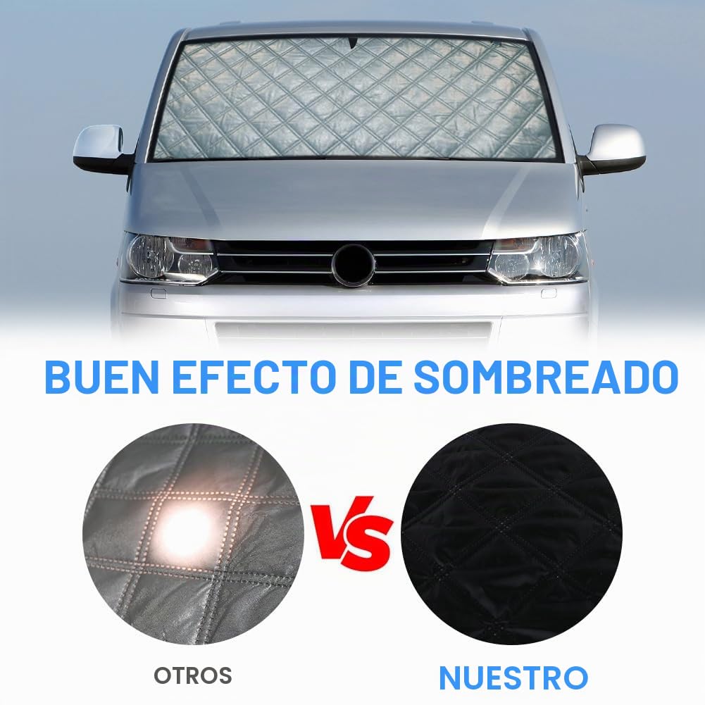 Parasol para Parabrisas Reemplazo para VW T5 T6 Kombi, 6 Piezas Protector de Parabrisas, Juego de Parasol Térmico Interno con Bolsa de Almacenamiento, 100% Oclusión