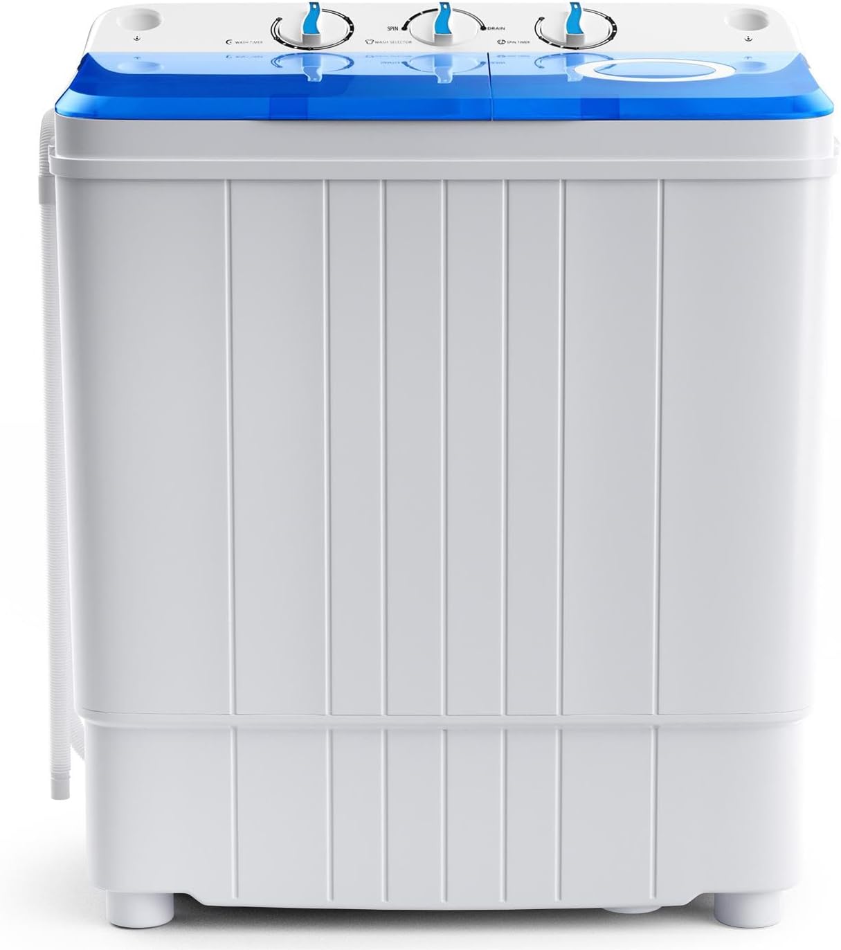 TANGZON Twin Tub Washing Machine, 10.5/8.5/4.5KG Portable Washer and Spin Dryer with Timer Control, Compact Washer for Camping Dorm Caravan RV, 7.5/6.5/3.5KG Washing 3/2/1KG Drying (4.5KG, Blue) [Energy Class E]