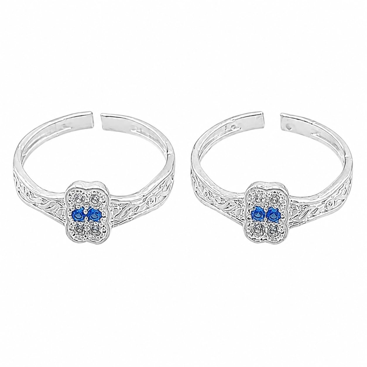 sahiba gems Pure Silver (Chandi) Designer Zircon Toe Ring Bichhiya For Women ~ 2 Pieces ~ 2.250 Grams-picture-42