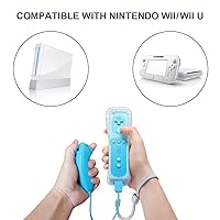 Vista 2 de FASIGO Remote Controller with Nunchuck, Compatible with Nintendo Wii/Wii U, 2 Pack (Pink & Blue)