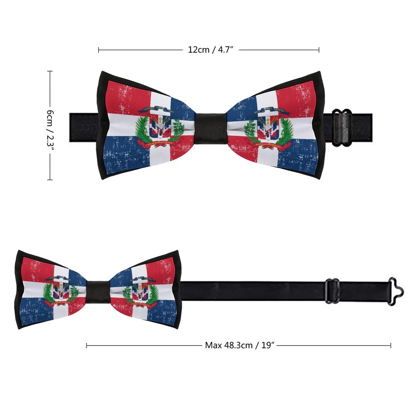 Dominican Republic Flag Men's Pre-Tied Bow Ties Classic Bowtie Adjustable Necktie