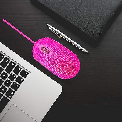 Miniatura 19 de SOONGO - Mini mouse rosa para computadora, mouse ergonómico con cable de 4.9 ft, mouse USB para computadora portátil, mouse de escritorio