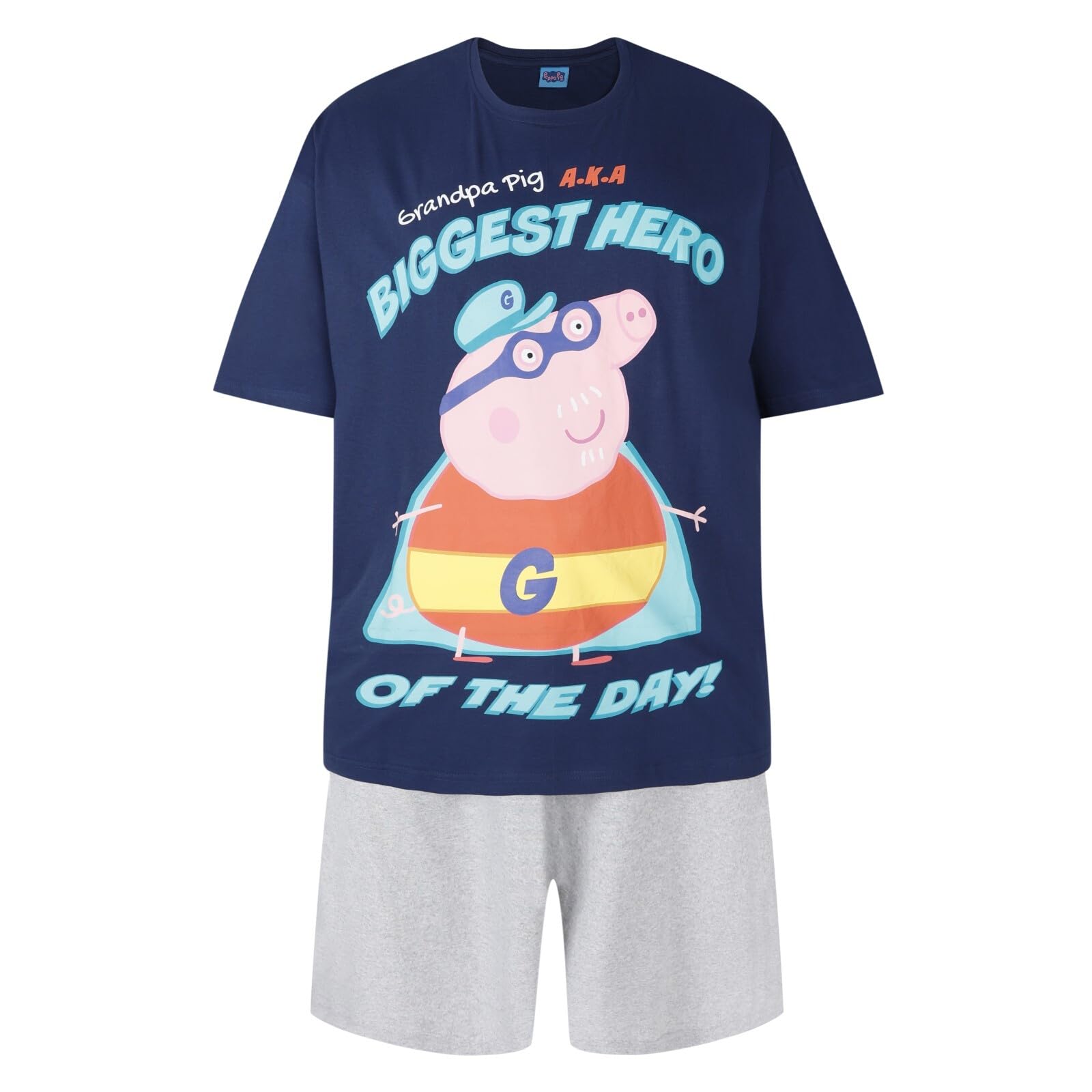 Ex Uk Store Men's Hero Pj Set - Grandpa Character Short Pyjama Set Plus Size Short Pj Sets Lounge Sleep Wear #Hero (Grandpa 2XL)