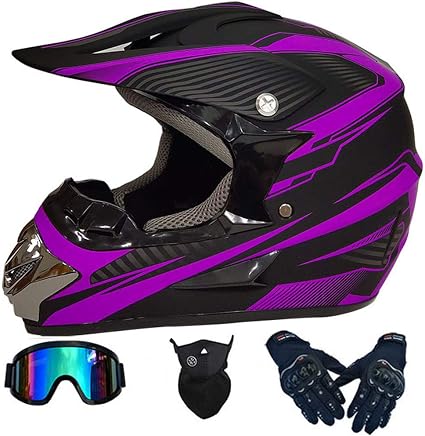 Adulti Motocross Casco Integrale DOT Certificato Rally Casco da  Motociclista per ATV off-Road Moto Enduro DH Dirt Bikes Motorino Che corre  con Occhiali Maschera Guanti,Viola,56~57cm L : Amazon.it: Auto e Moto