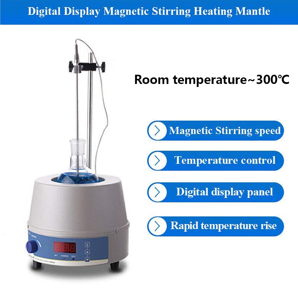 Riscaldatore termostatico del mantello di riscaldamento del laboratorio, mescolatore del mantello di riscaldamento con display digitale, 100-2000ml Mantello di riscaldamento Agitatore magnetico