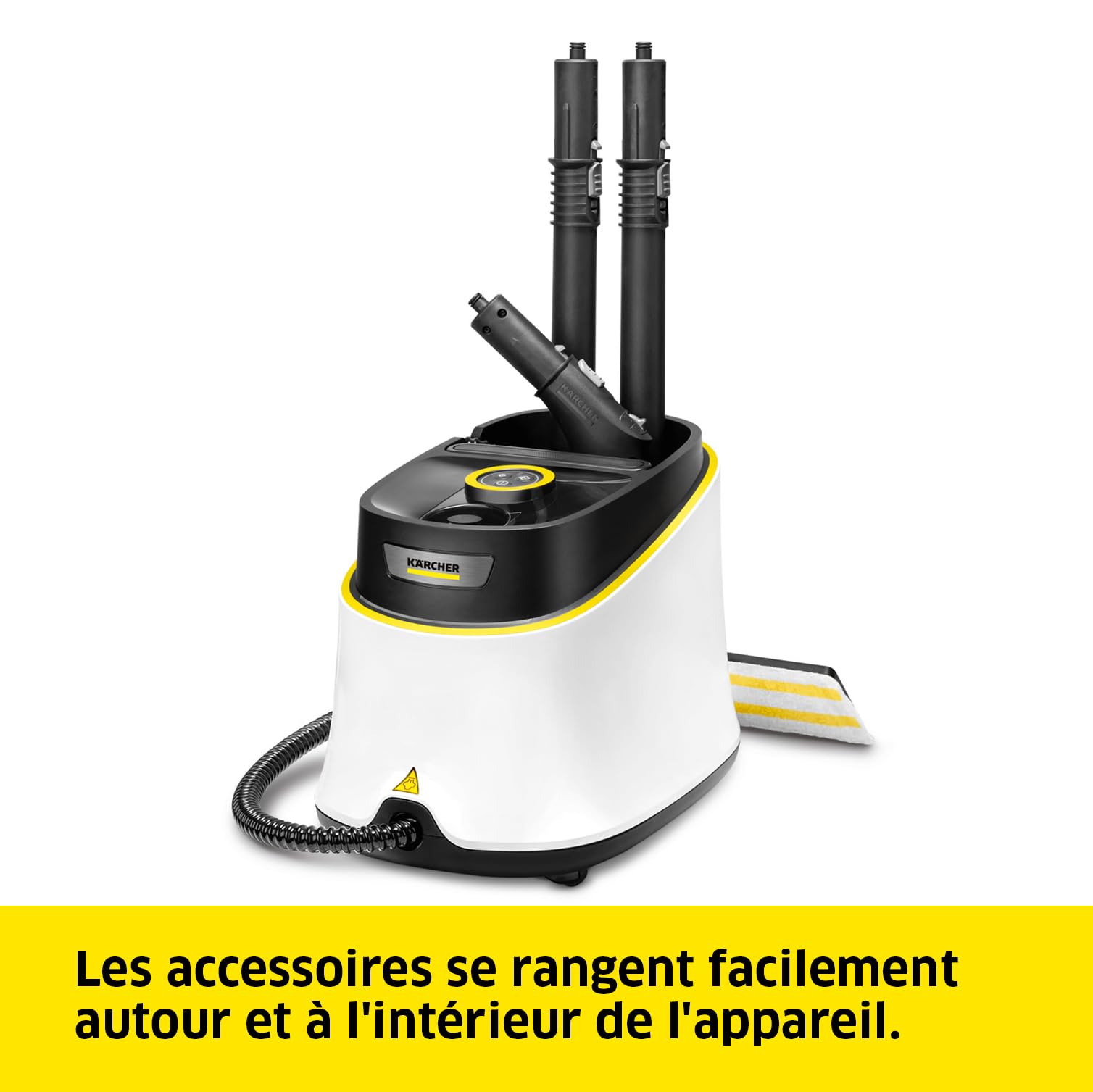 Kärcher Nettoyeur Vapeur SC 3 Deluxe, Pression Vapeur : 3,5 bar, Préchauffage : 30 s, Puissance : 1 900 W, Surface : 75 m², Réservoir : 1 l, avec Kit de Nettoyage de Sol, Buses et Brosse Ronde