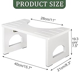 Foldable Toilet Stool, 7.5 Inch Poop Stool for Bathroom, Bamboo Toilet Stool Squat Adult, Collapsible Squatting Potty Stool with Non-Slip Strip - Improve Squatting Posture and Comfort, White