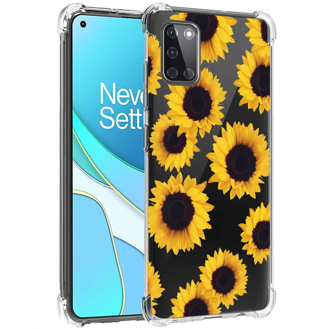 Sidande Case for Oneplus 8T 5G, Oneplus 8T Case for Girls Women, Shockproof Clear Floral Soft Flexible TPU Slim Protective Phone Case Cover for