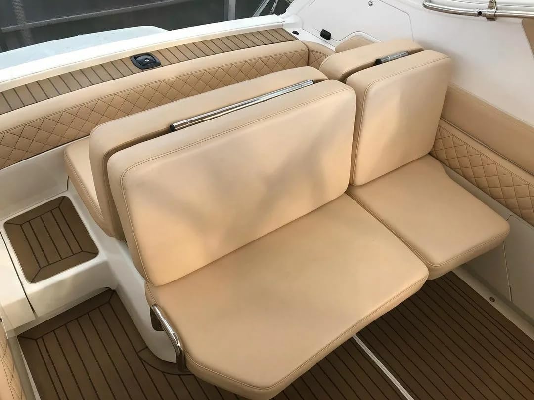 Marine Vinyl Fabric Waterproof Leather Material 55"×288" Soft Faux Leather Sheets 0.6mm Thick Anti-UV Non-Peeling for Upholstery Boat Seat Automotive Furniture DIY Crafting Pleather, Beige