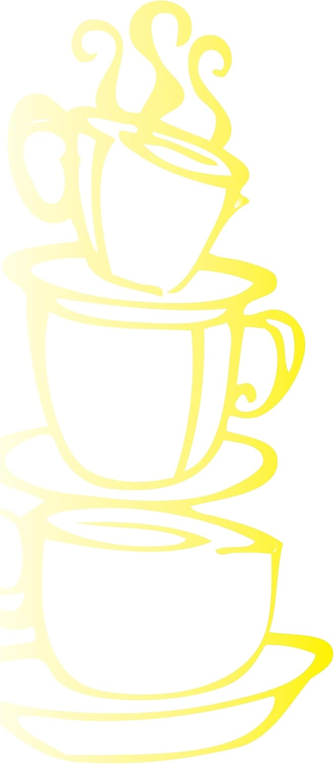 22''X 43'' Gold(Chrome Mirror) Coffee Cup Double Sided Visual Removable Wall Vinyl Sticker Decals Decor Art Bedroom Design Mural