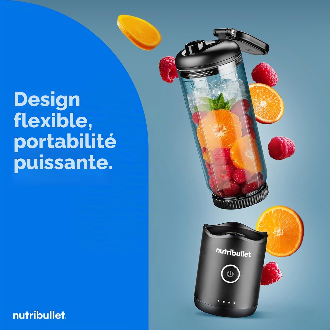 nutribullet Flex Mélangeur personnel noir – Assez puissant pour écraser la glace et mélanger les fruits et les noix surgelés – Tasse amovible de 500 ml avec couvercle étanche