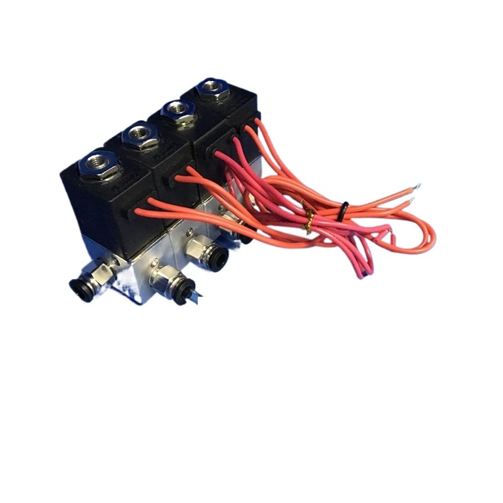 Lot de 4 électrovannes de collecteur, diamètre extérieur 4 mm, 6 mm, 8 mm, 10 mm, 12 mm, en aluminium, 3V1-06, vanne à action directe à 3 voies, AC/DC(12mm,24V)