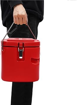 10QT Insulated Soup Container Commercial Food Warmer for Hot&Cold Food, 2.5 Gallon Hot Box for Catering, Food Cooler Soup Carrier for Restaurant, Canteen, Home 6H Insulation Time Red