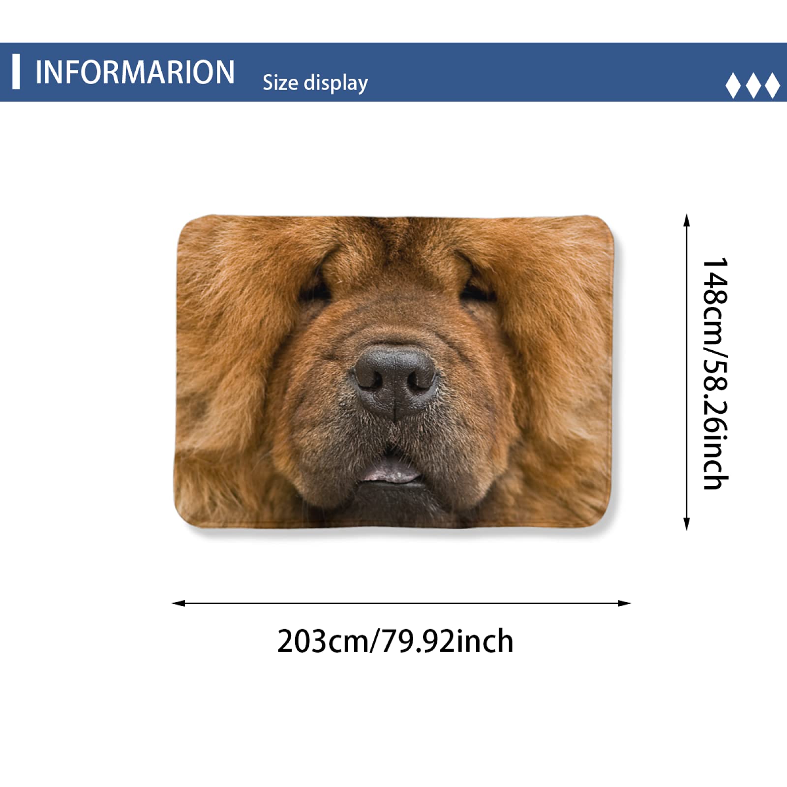 Chow Chow Tapis moderne antidérapant pour salon, chambre à coucher, salle à manger, couloir, décoration d'intérieur, grande taille, 200 x 150 cm