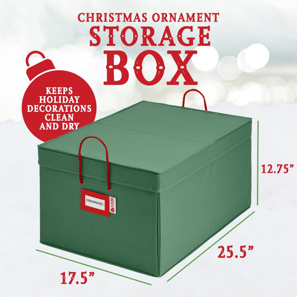 HOLDN’ STORAGE Scatola portaoggetti per ornamenti natalizi con divisori, può contenere fino a 72 ornamenti (10,2 cm), grande organizer con 3 vassoi impilabili, verde