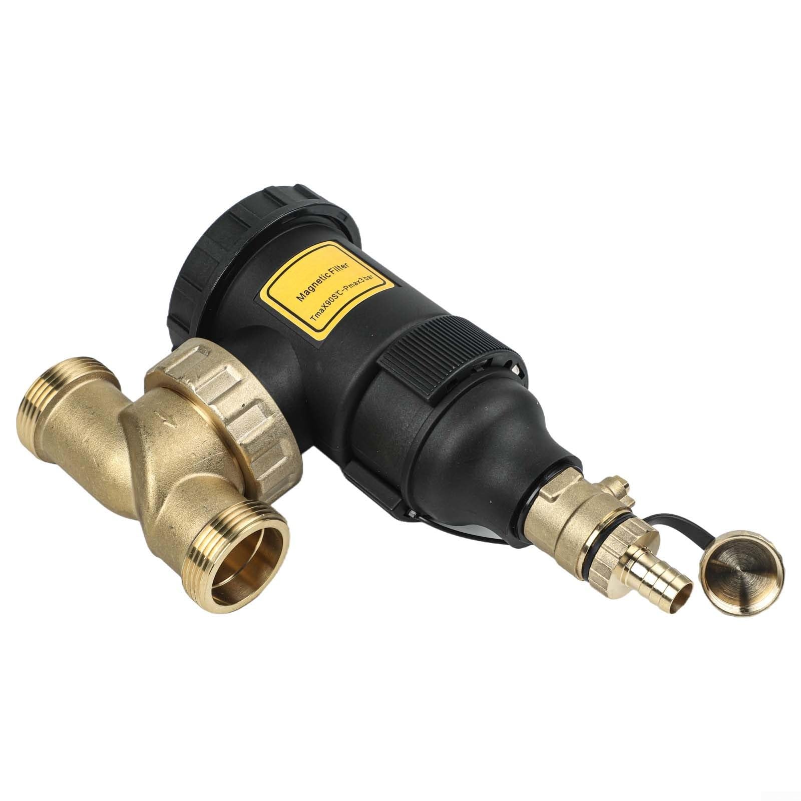 Separador de lodos magnético para sistemas de calefacción, rosca DN20/DN25/DN32, filtro protector de caldera con filtro de acero inoxidable y válvula de drenaje, elimina el óxido y los depósitos (DN20