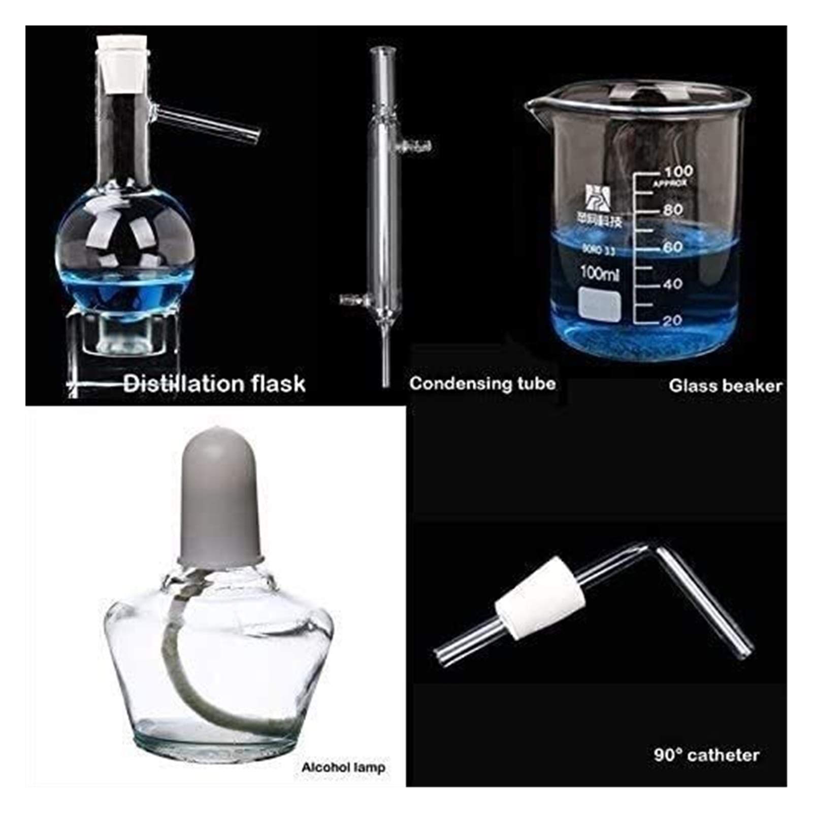 Laboratorio de Vapor de Aceite Esencial de destilación Aparato Kits cristalería Destilador de Agua purificador w/Graham Condensador