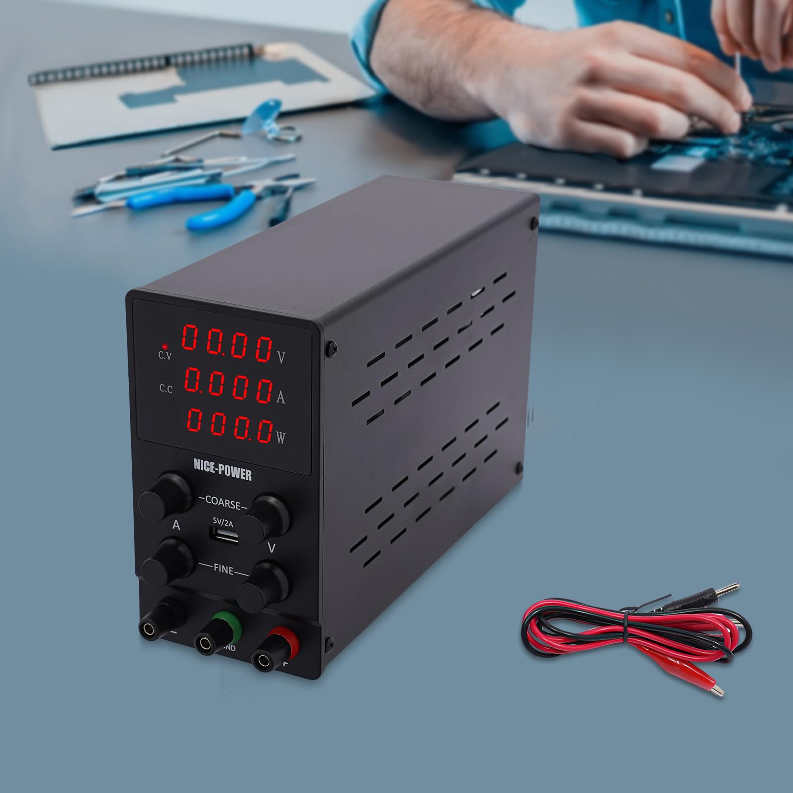 Labornetzgerät 30V 10A Regelbar – Kompakt, 4-stellige LED, USB-Ausgang, Überlastschutz & Dauerbetrieb 12h+