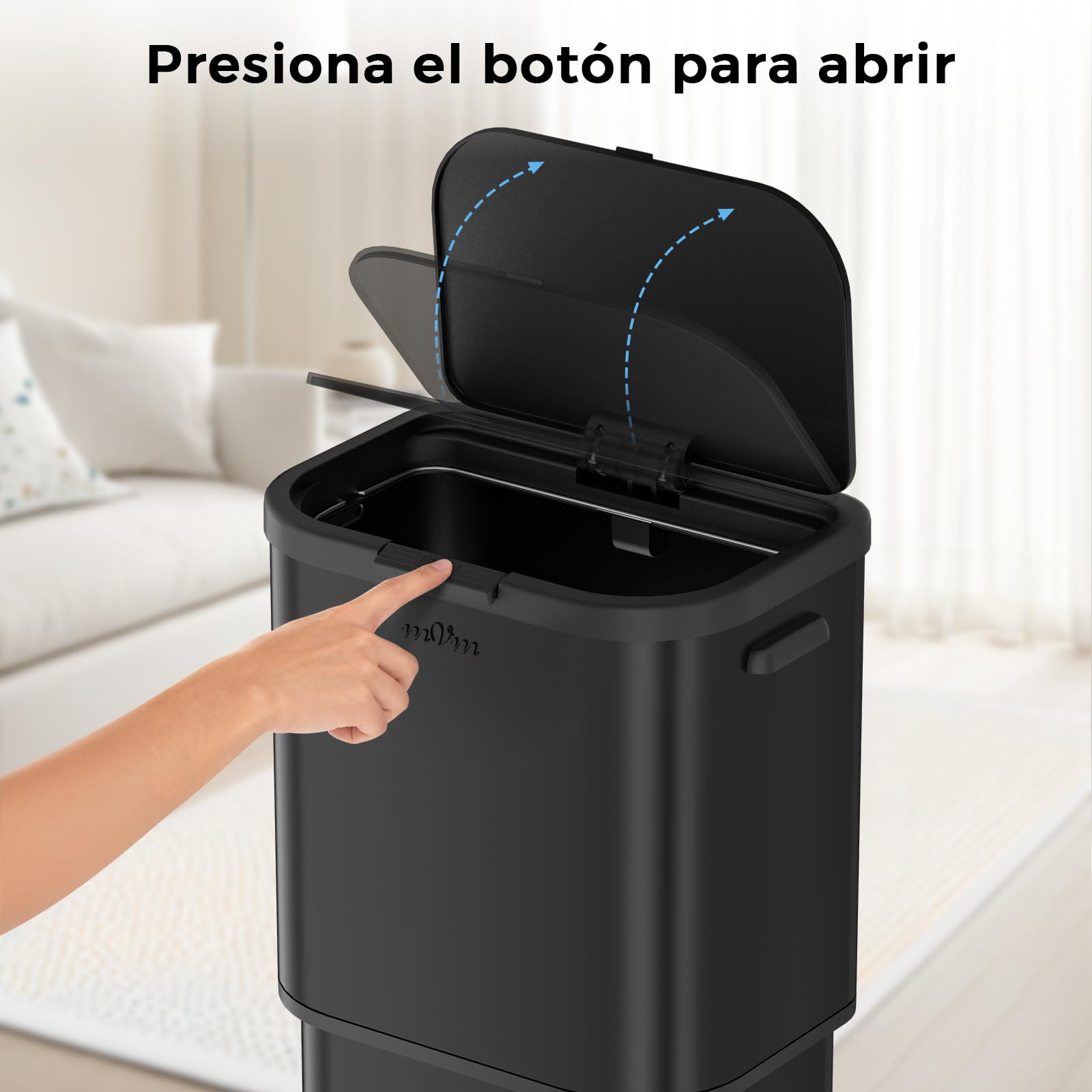 mVm Cubo de Basura Cocina Reciclable, Papelera 70L de Gran Capacidad con Interruptor de Presión Manual (Negro), Ideal para Oficina, Cocina y Sala de Estar