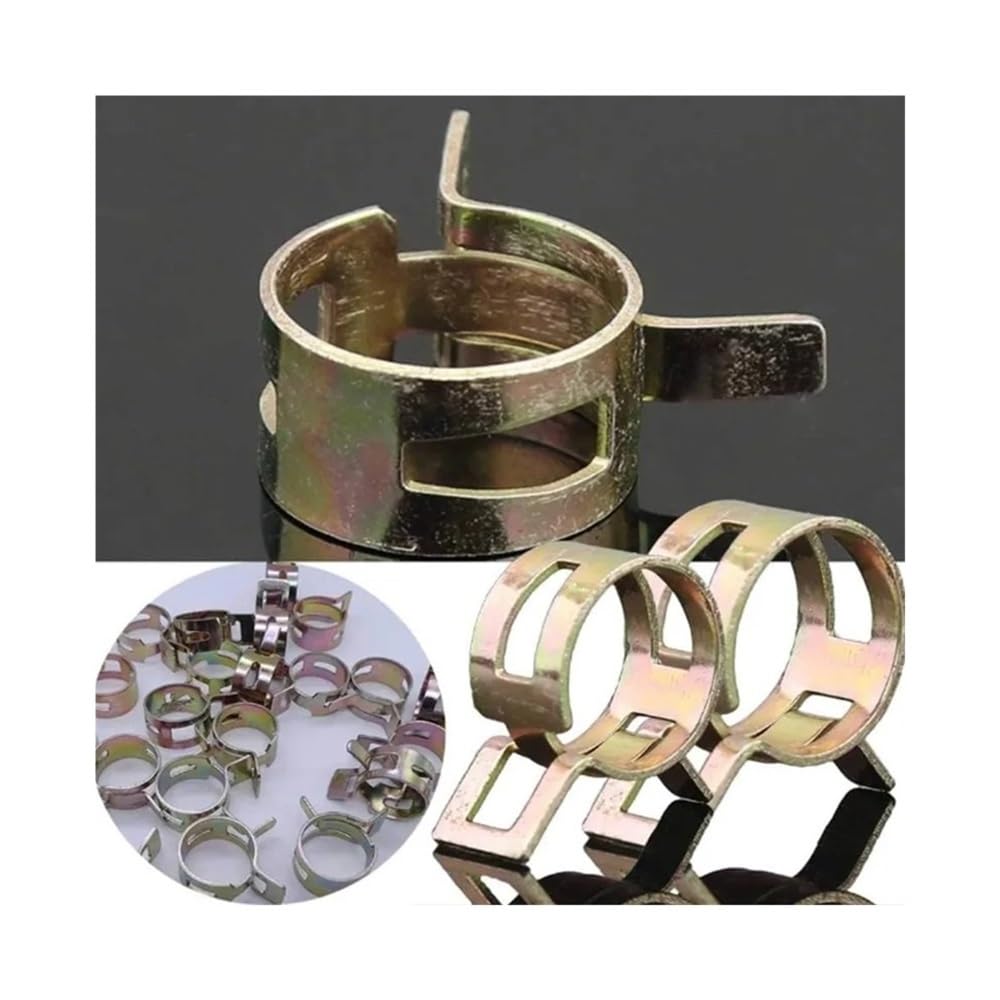 Abrazaderas de acero inoxidable para mangueras, 10/50/100PCS Abrazaderas de manguera con banda de resorte Clips de línea de combustible de metal Tubo de 5-22 mm(100pcs,20mm)