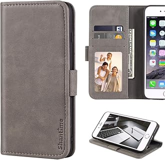 Stylish Leather Wallet Case Compatible with LG Wing 5G, Magnetic Shockproof Flip Cover with Card Holders, Photo Frame and Kickstand(Gray)