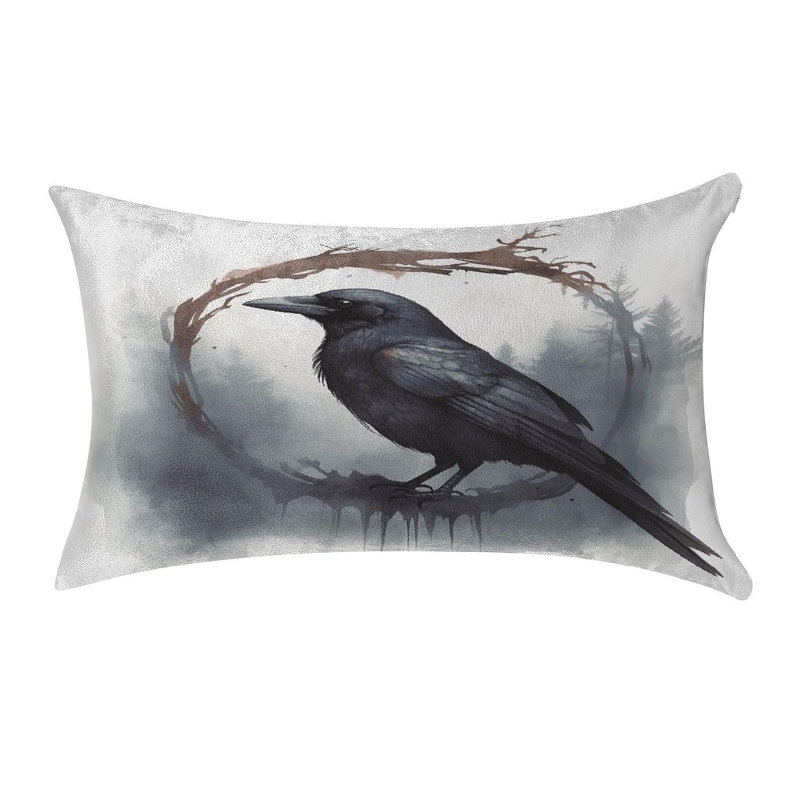 VstaDank Black Crow Throw Pillow Cover 12"×20" Ultra Soft Pillowcase Cozy Lumbar Pillow Shell Gold Velvet Exquisite Decorative Cushion Sham Protector for Couch Sofa Bedroom