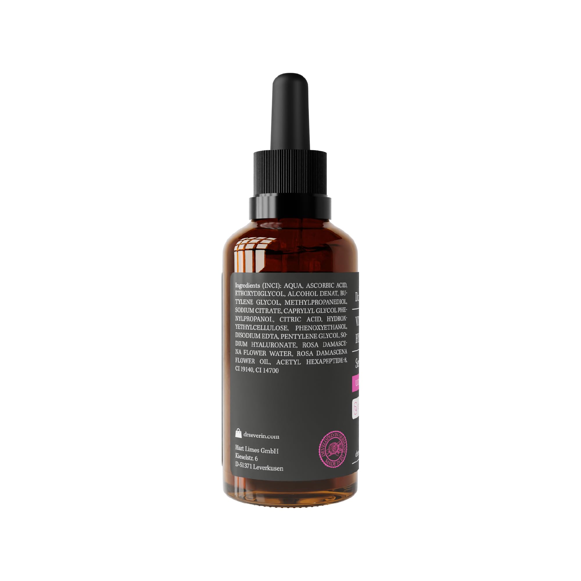 Dr. Severin 12% Vitamin C Hyaluron Serum Ultra 50 ml I hochkonzentriert Gesichtsserum I mit Hyaluronsäure I Aufhellend, Anti-Aging, Anti-Falten I auch gegen Pigmentflecken und Augenringe I Vegan