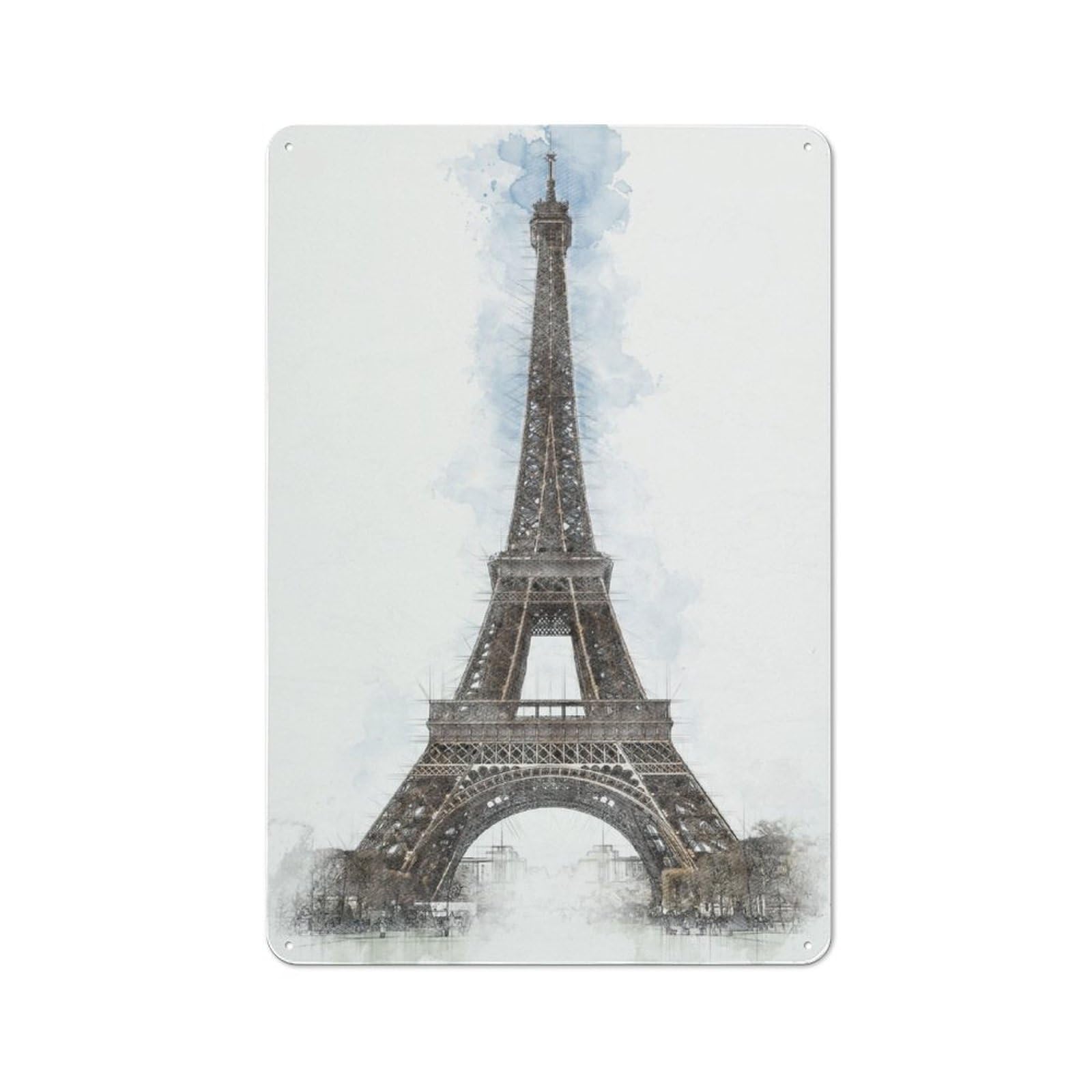 Junmoney Eiffel Tower Modern Vintage Office Metal Sign 30X20cm, Creative Space Decor For Home Office, Reading Corner Or Bedroom