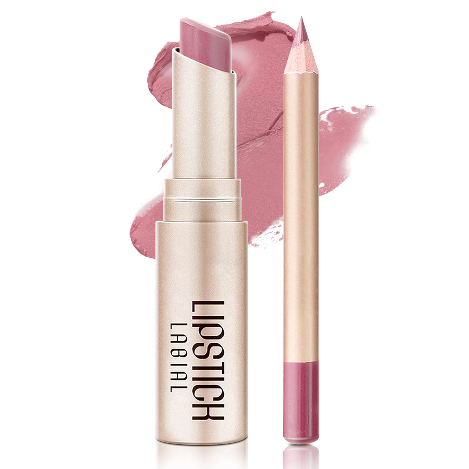 Xumann2PCS Lip Liner and Lipstick Set, Matte Long Lasting 24 Hour Waterproof Non-Stick Cup Nude Lip Kits