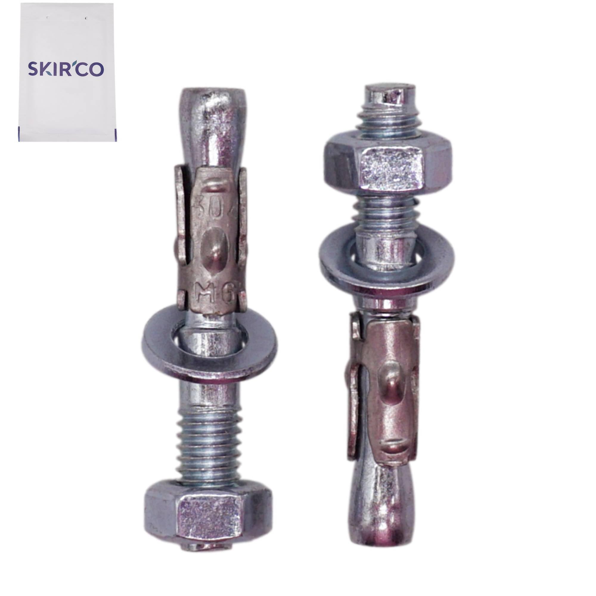 SKIR'CO Ancoraggi a cuneo zincati M6 x 40 mm, tasselli in metallo, bullone di ancoraggio, bulloni di espansione per muratura e calcestruzzo (6 pezzi)