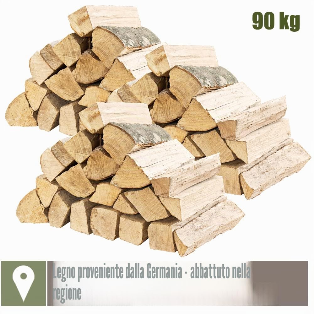 Legna da Ardere 90 kg Per Stufa e Camino Braciere Griglia Cestello per il Fuoco Ceppi 33 cm Kingpower