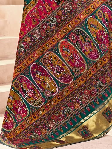 Image of Pandadi Saree Pashmina Silk Kashmiri Weaving Pallu Saree With Unstitched Blouse Piece