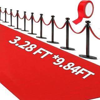 TEEMO 1 Pcs Red Carpet Runner for Party Red Carpet Aisle Runner with 1 Roll Carpet Tape Birthday Carpet Hallway Aisle Runway Rug for Wedding Birthday Awards Night Theme Supplies (39.4 x 118.1 inch)