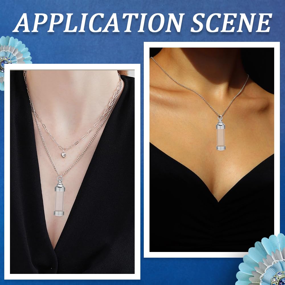 SUNNYCLUE DIY Wunschflaschen-Halskettenset – 5 Glasfläschchen Mit Ketten Für Erinnerungsstücke & Asche (ca. 4,1 Cm)