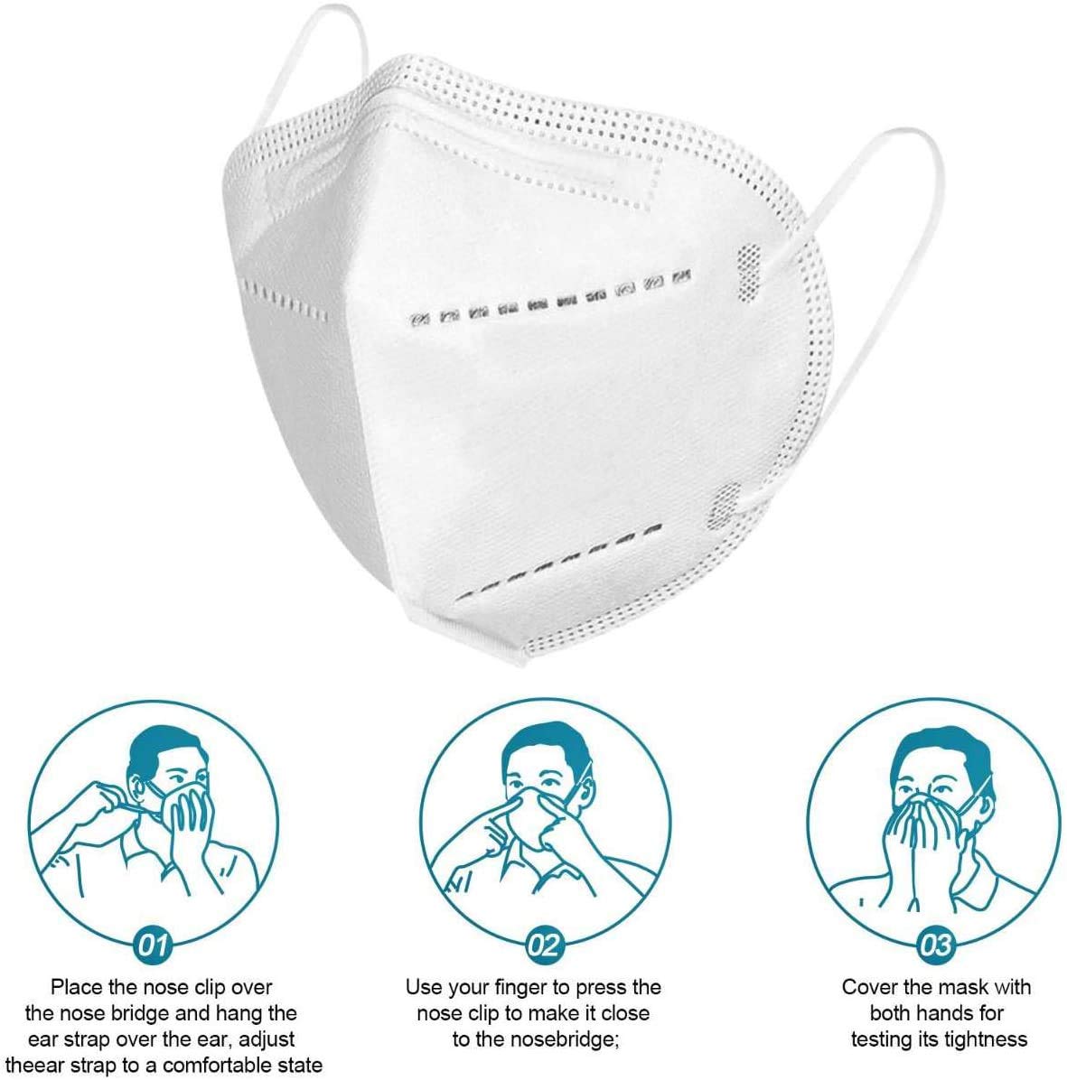 CRAZYCHIC - Masque FFP2 NR Blanc Certifié Norme CE EN149 - Masque de Protection Respiratoire - Haute Filtration 5 Couches Filtrantes - Hypoallergénique - Emballage individuel - Boîte
