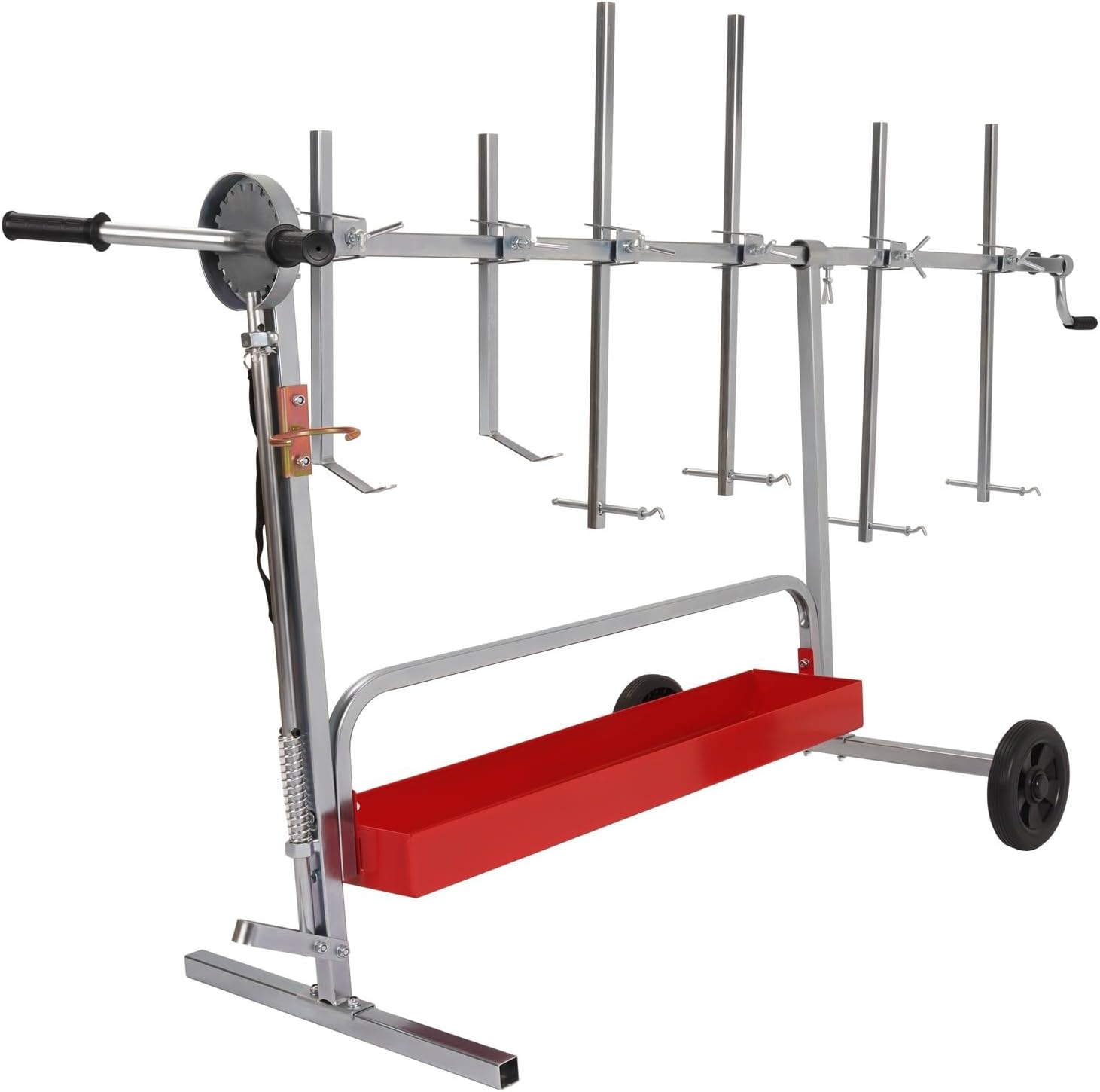 Universal 6-Rack Auto Body Paint Stand with 360° Rotation, Adjustable Bars, 2 Wheels & Tool Tray | Drying Panel Tree Holder for Bumper Fenders Door Hood – Car Maintenance Painting Workbench