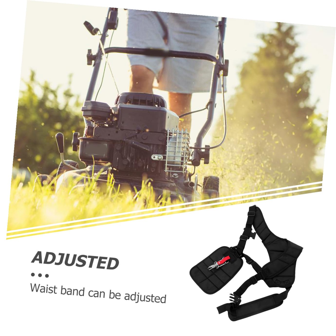 Toyvian Accesorios Desbrozadora Arnés de Doble Hombro Acolchado en Nylon, Cinturón Ajustable Hebilla para Corte de Césped Seguro
