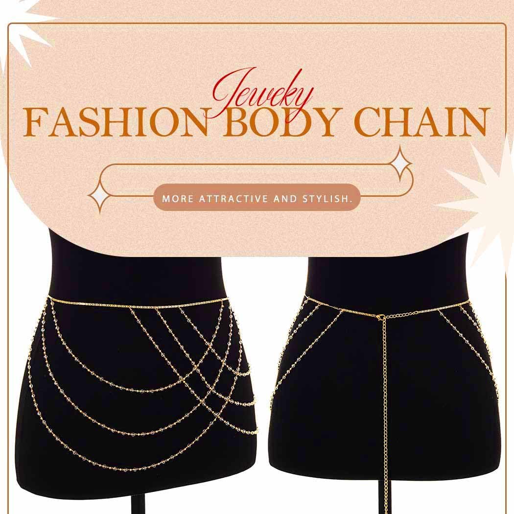 JEWEKY Rhinestone Waist Chain Gold Layered Belly Chains Fashion Rave Body Accessories for Women - Image 2