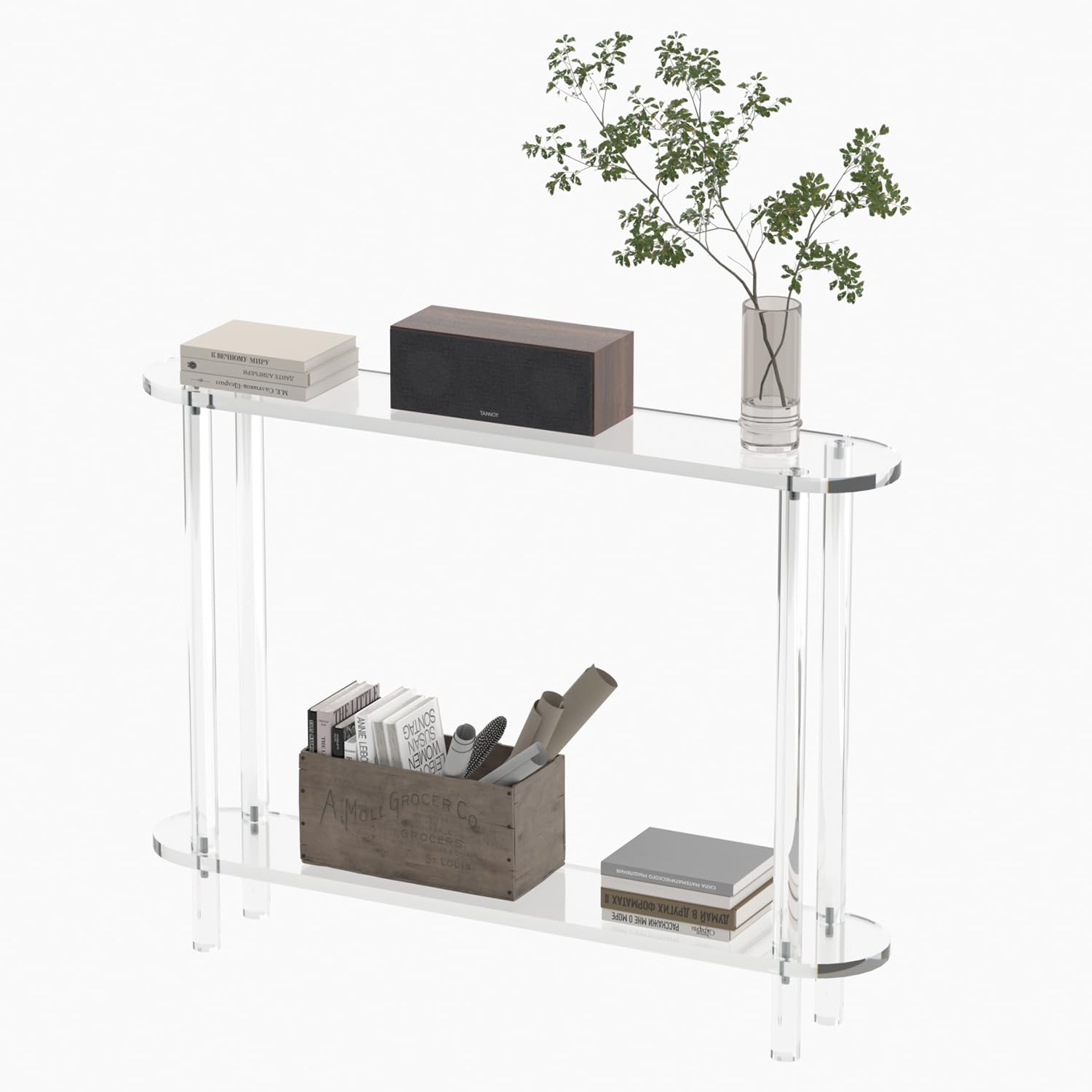 Carzi-Crea Acrylic Console Table 7.8" D x 39.4" W x 31.2" H, Narrow Console Table, Skinny Entryway Table for Sofa, Foyer, Hallway, Living Room, Modern