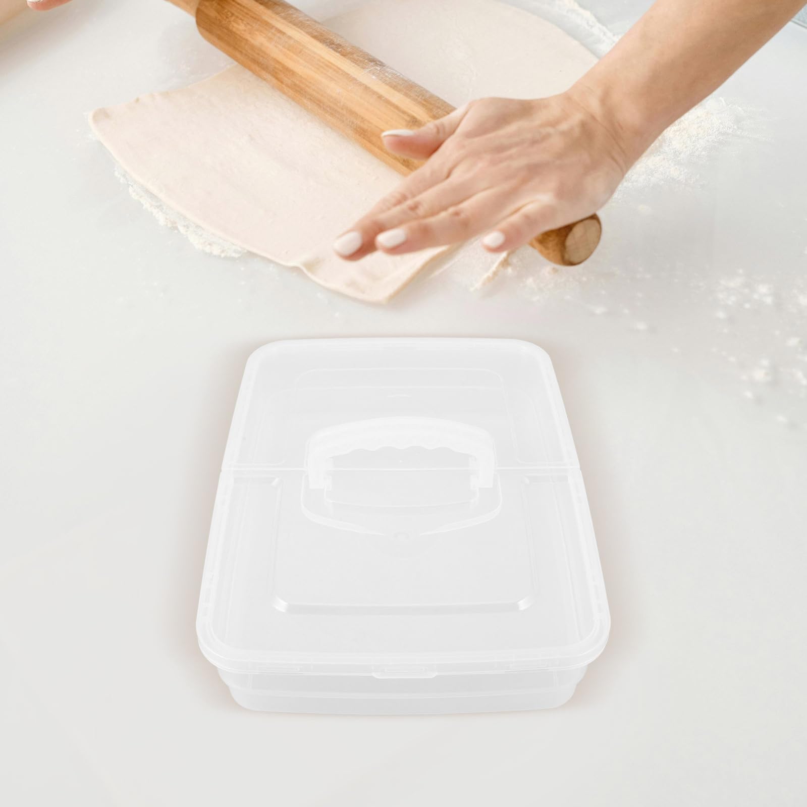 Abaodam Contenitore per Lievitazione Pizza con Coperchio e Maniglia Scatola Impasto Stackable per Forno Microonde