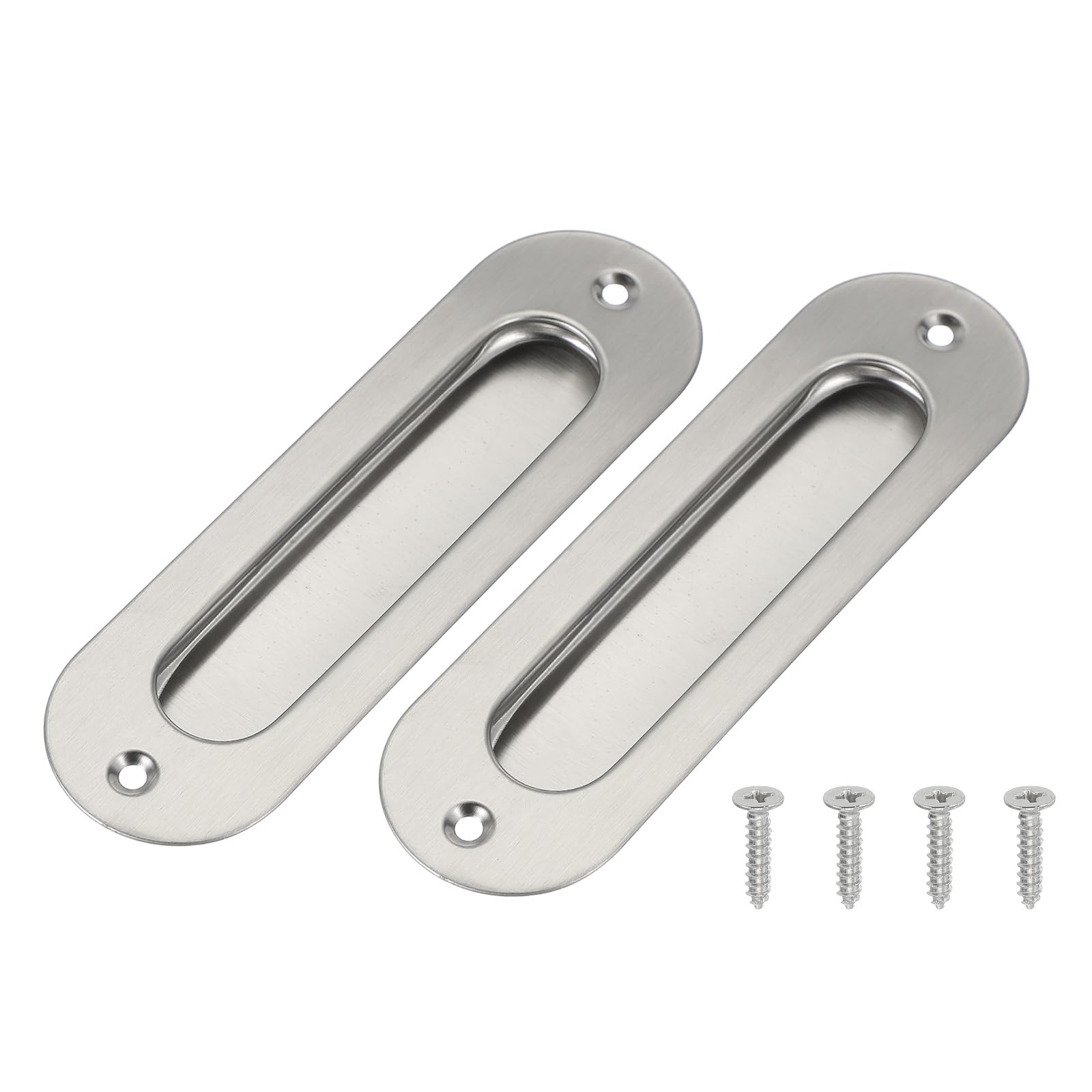 Poignée de porte coulissante ovale inox argent 14.2cm pour placard de maison